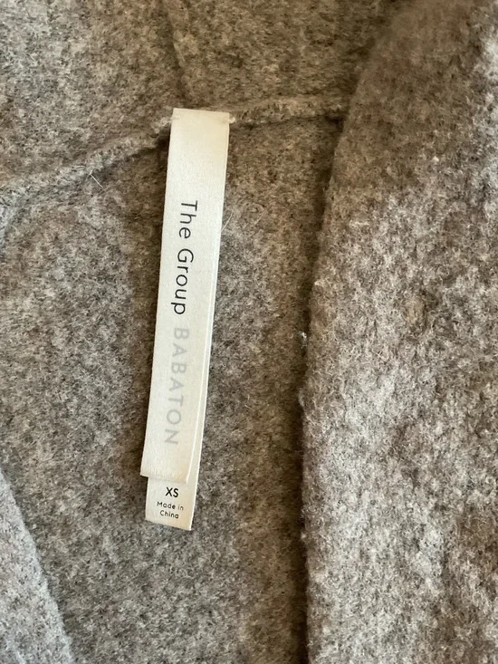 💜Aritzia Group Babaton Ammonius Merino Yak Wool Blend Hooded Cardigan Taupe XS - Picture 5 of 12